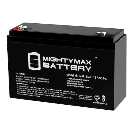 6V 12AH Replacement Battery For Safe Power SA180117 + 6V Charger